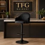 Matte Black Diamond-Stitched Bar Stool – Miotoni Road, Karen Collection