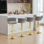 VC12G Bar Stool – VECELO STORE Grey and Gold Luxury Counter Chair