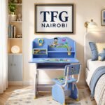 Blue Kids Desk and Chair Set eco-friendly children's study table staged in Kahawa Sukari Nairobi by TFG Nairobi