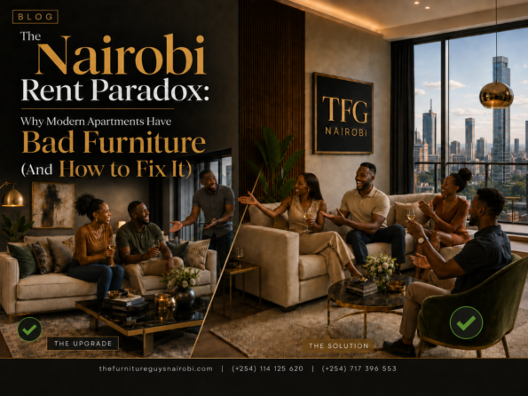 A side-by-side luxury interior comparison showing living room upgrades and layout solutions to beat high furniture prices in Kenya by TFG Nairobi.