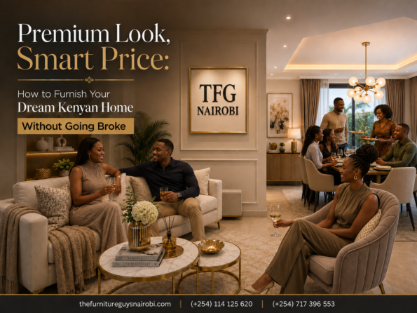 A group of friends enjoying a dinner party in a premium apartment styled with modern furniture in Nairobi by TFG Nairobi.
