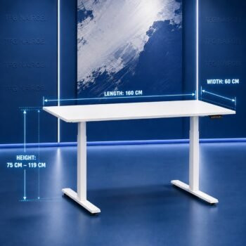 Electric height adjustable desk dimensions: length 160cm, width 60cm, height 75-119cm