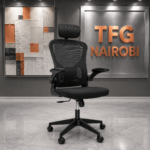 ERGOSTAR OFC881 ergonomic mesh office chair with flip-up arms and lumbar support at a corporate client office in Upper Hill Nairobi by TFG Nairobi