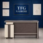 Executive office desk with lockable drawers and cabinet, woodgrain finish, Upper Hill, Nairobi