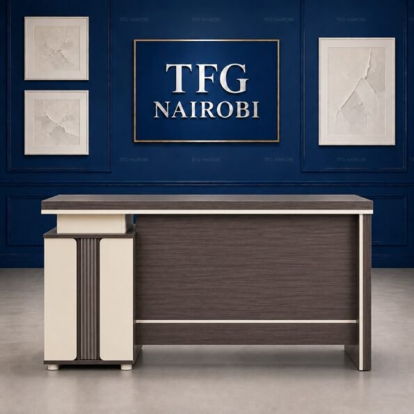 Executive office desk with lockable drawers and cabinet, woodgrain finish, Upper Hill, Nairobi