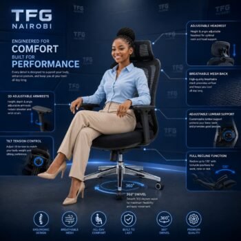 Premium ergonomic chair features: full recline 135°, 3D armrests, adjustable lumbar