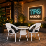 Rattan Outdoor Patio Bistro Set – White Kilimani Nairobi