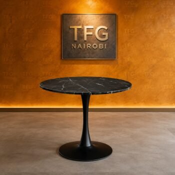 Round tulip table with black marble-effect top, Parklands, Nairobi