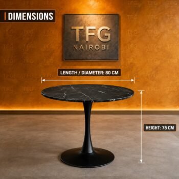 Tulip table dimensions: diameter 80cm, height 75cm
