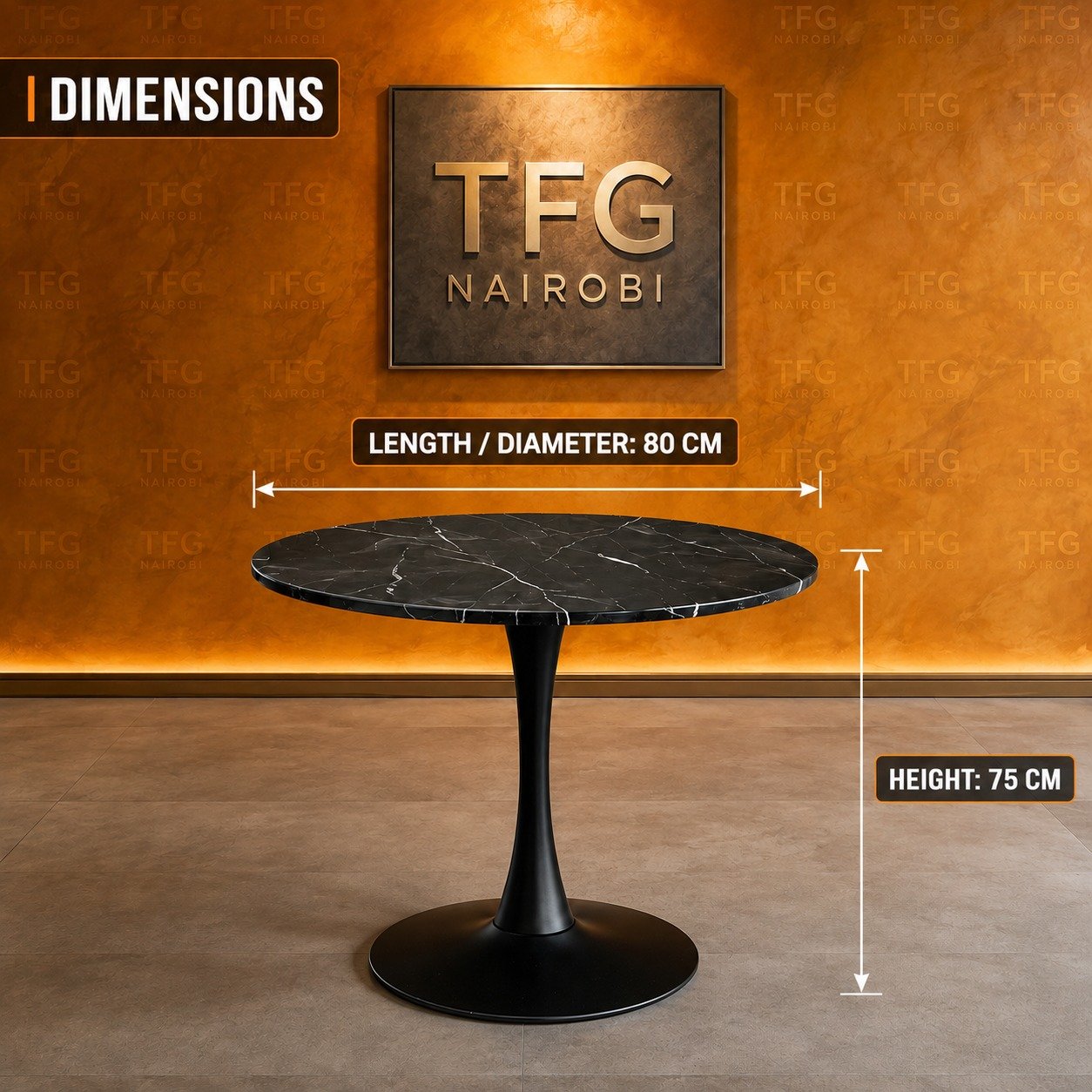 Tulip Table Dimensions - Parklands Nairobi Tulip table dimensions: diameter 80cm, height 75cm