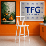 Nordic Premium white plastic bar chair with spindle backrest at a client kitchen island in Kileleshwa Nairobi by TFG Nairobi
