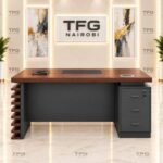 1.4m Executive Office Desk – Dark Walnut Slatted Front – Upper Hill Nairobi
