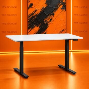 Electric Height Adjustable Desk, 160x60cm, white top black frame, Kilimani, Nairobi