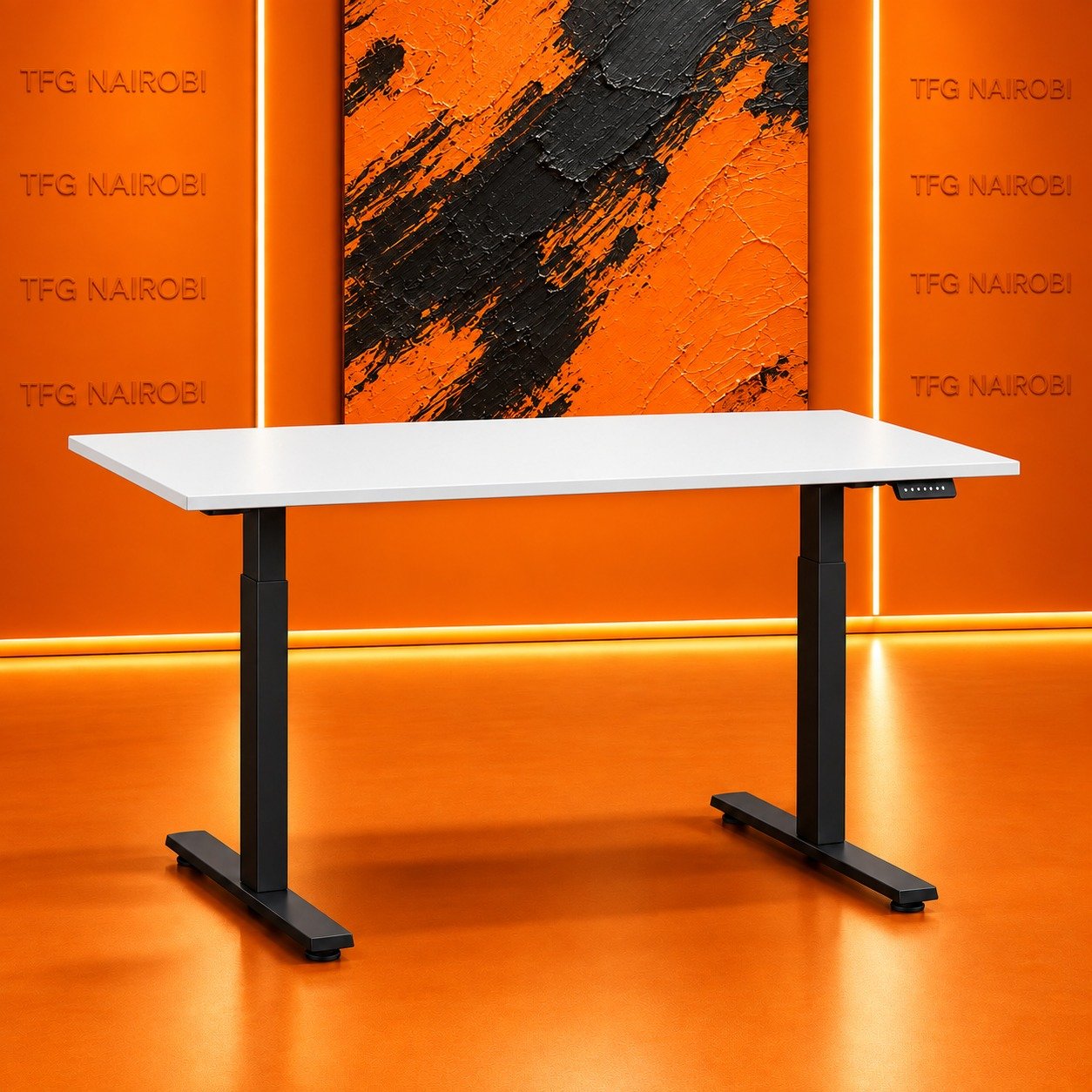electric-height-adjustable-desk-white-black-kilimani-nairobi Electric Height Adjustable Desk, 160x60cm, white top black frame, Kilimani, Nairobi