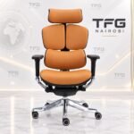 Executive Ergonomic Leather Office Chair with aluminum exoskeleton, tan, Westlands, Nairobi