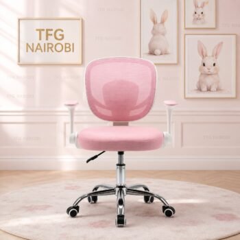 Kids Ergonomic Study Chair with flip-up armrests, pink mesh bunny design, in Westlands, Nairobi