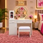 Modern Dressing Table with LED Mirror and padded stool, white, Karen, Nairobi