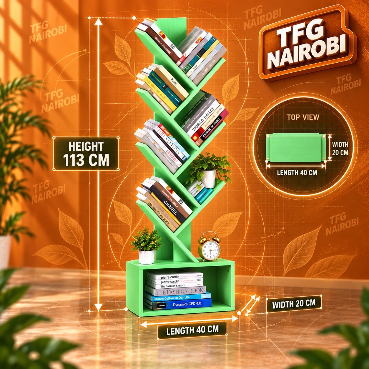 tree-bookshelf-dimensions-kileleshwa-nairobi Tree Bookshelf dimensions: 113cm height, 40cm length, 20cm width, Kileleshwa, Nairobi