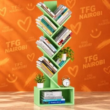Tree Bookshelf with 9 tiers and bottom storage base, green, Kileleshwa, Nairobi