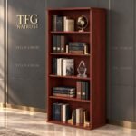 5-tier mahogany office bookshelf – tall open bookcase in mahogany finish with five shelves for executive file and display storage, Kitisuru, Nairobi
