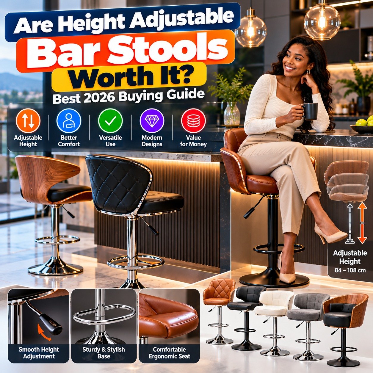 Are height adjustable bar stools worth it buying guide visual featured alongside best ergonomic office chairs in kenya catalog by TFG Nairobi.