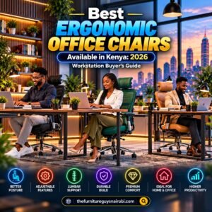 Selection of the best ergonomic office chairs in kenya featured in a 2026 workstation guide by TFG Nairobi.
