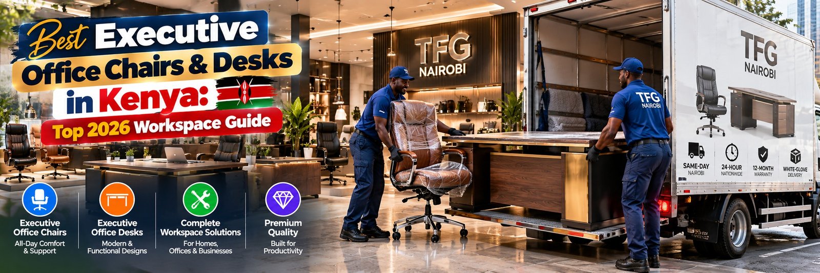 Best ergonomic office chairs in kenya delivered alongside executive office desks by TFG Nairobi delivery team.