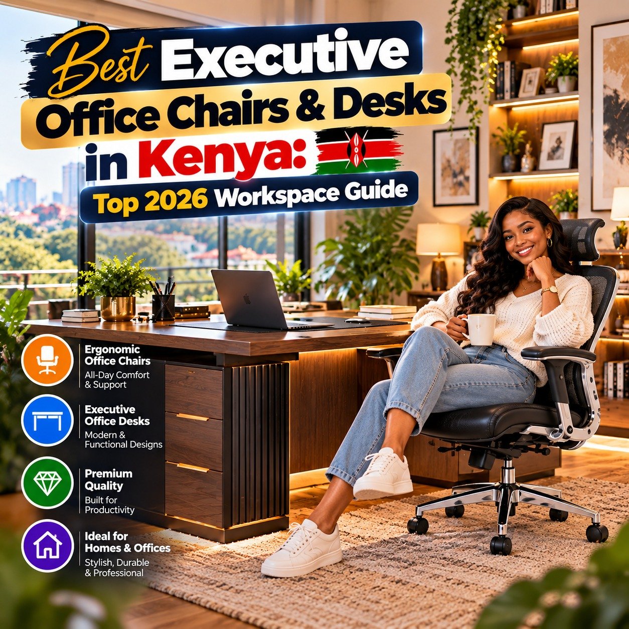 Best ergonomic office chairs in kenya high back mesh seating featured alongside executive office desks by TFG Nairobi.