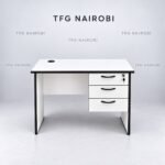 Compact Office Desk with Drawers Kenya – 100cm White