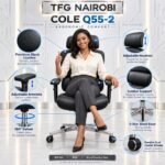 Ergonomic High Back Office Chair Kenya – COLE Q55-2 Black Leat