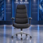Executive Segmented High-Back Ergonomic Office Chair Nairobi staged in a blue lit TFG Nairobi showroom in Kitisuru Nairobi Kenya