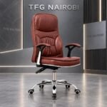 High-Back Executive Leather Office Chair – Brown 135° Recline
