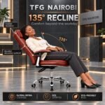 High-Back Executive Leather Office Chair – Brown 135° Recline