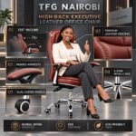 High-Back Executive Leather Office Chair – Brown 135° Recline