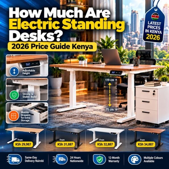 How much are electric standing desks price guide visual featured alongside best ergonomic office chairs in kenya catalog by TFG Nairobi.