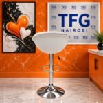Modern Honeycomb Quilted White Swivel Bar Stool Kenya Showroom View – Karen Nairobi