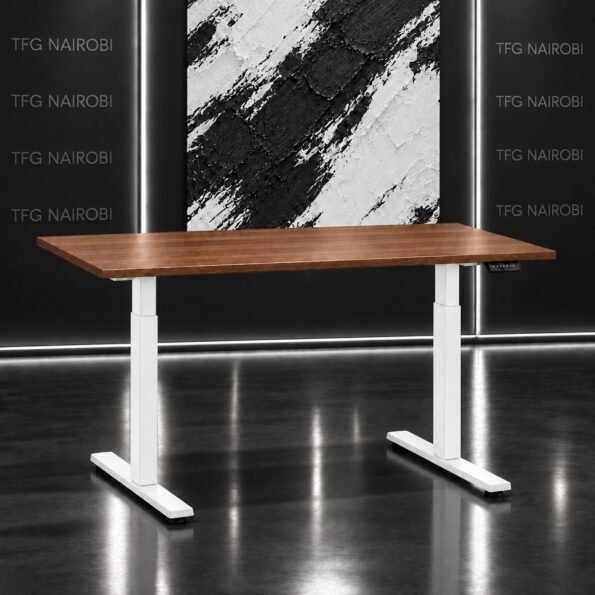 Motorized standing desk Nairobi – electric height adjustable desk 160x60cm with walnut top and white frame (RES NOVAE PDWNW8001), Northlands, Nairobi
