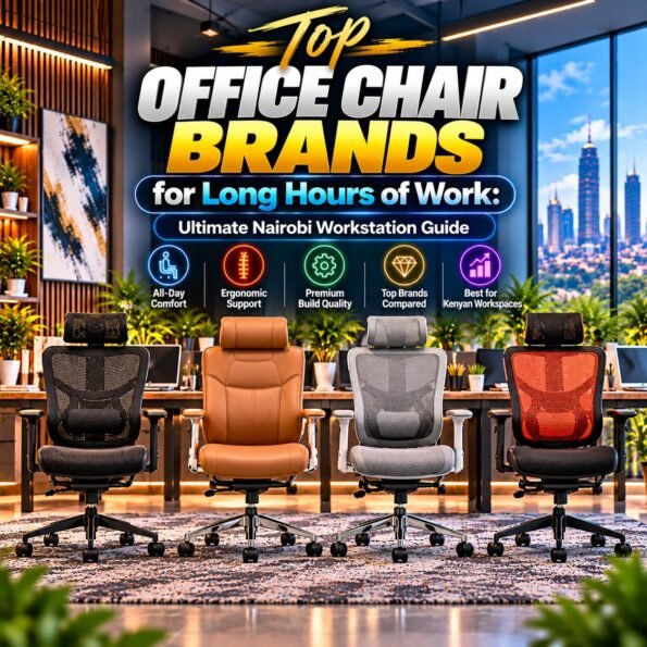 Top office chair brands for long hours of work featured in a Nairobi workstation guide by TFG Nairobi.