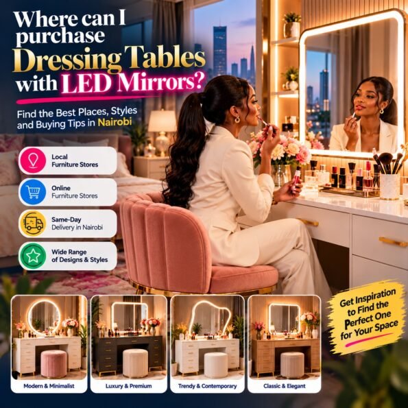 Where can I purchase dressing tables with LED mirrors guide visual featured alongside best ergonomic office chairs in kenya catalog by TFG Nairobi.